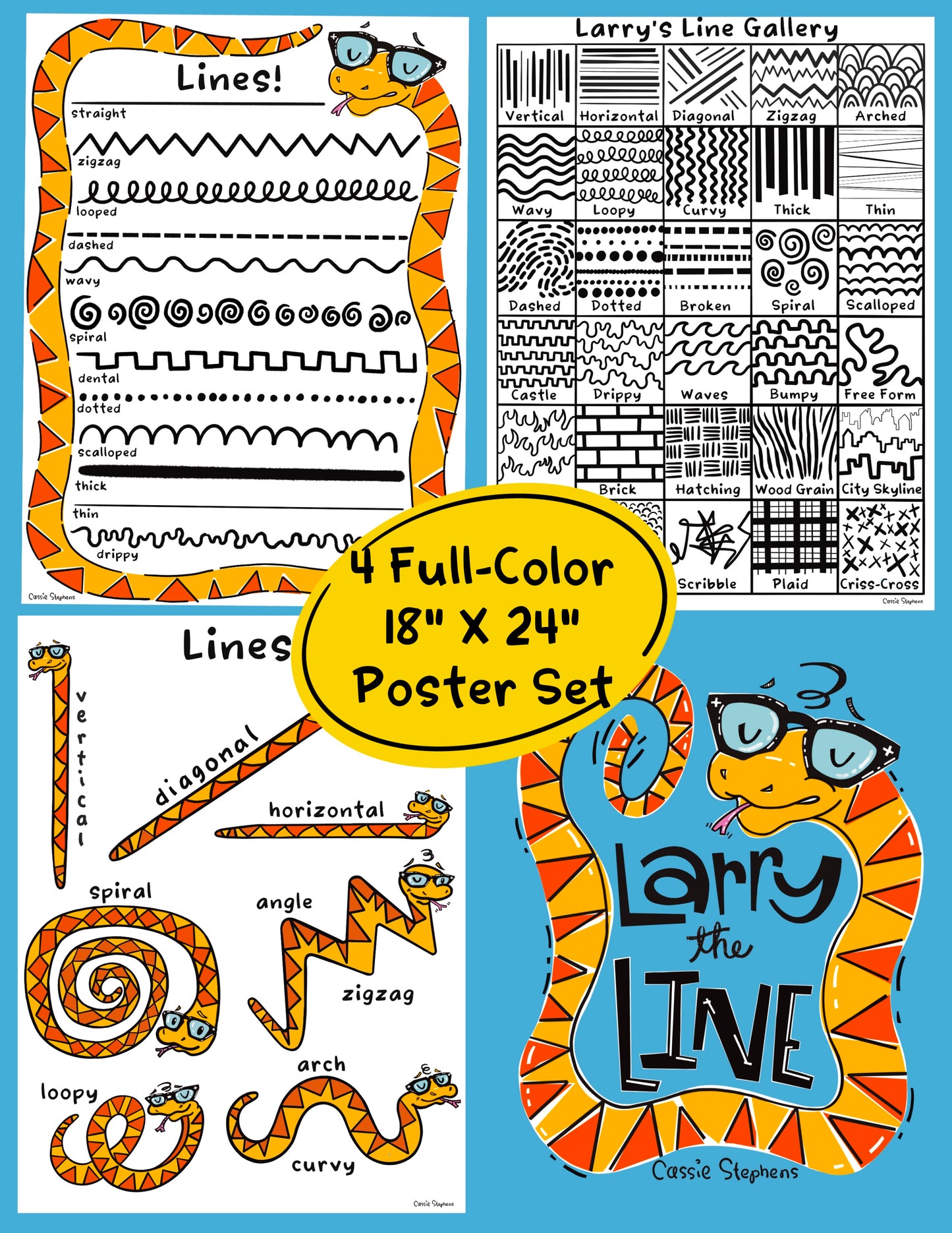 Larry the Line, Posters and Printouts Bundle, Digital Download