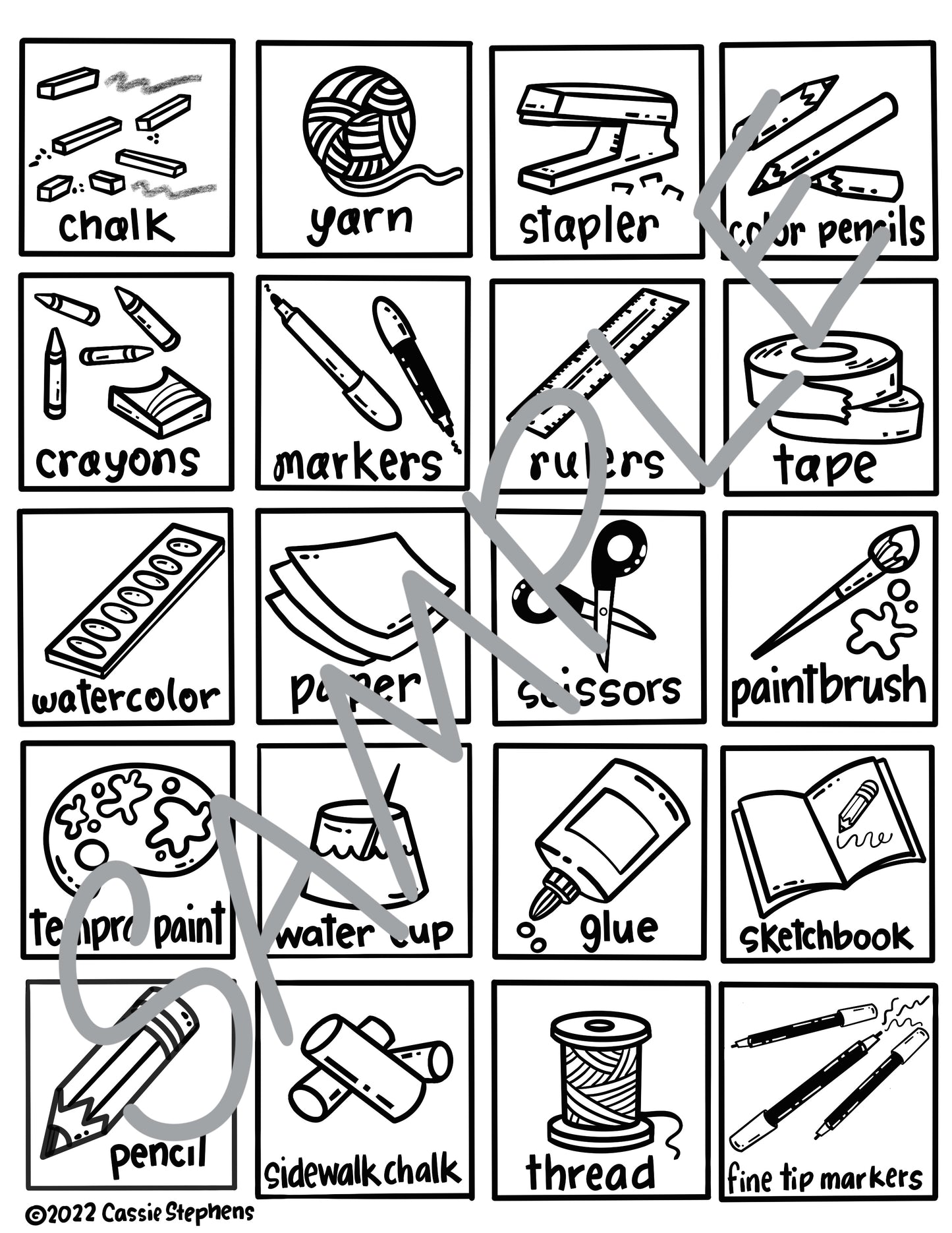 60 Art Supply Icons, Volume 1, Digital Download