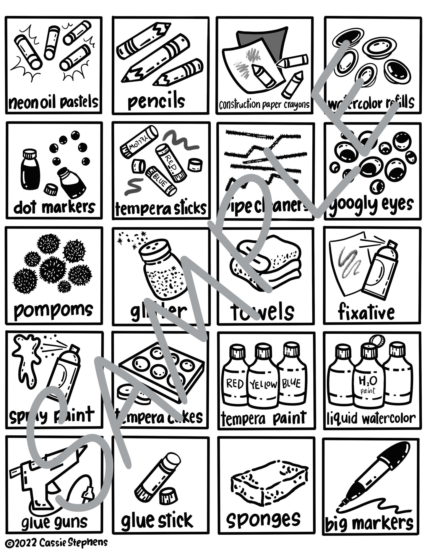 60 Art Supply Icons, Volume 1, Digital Download